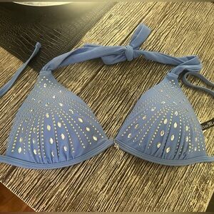 Miss Me Blue Studded Bikini Top